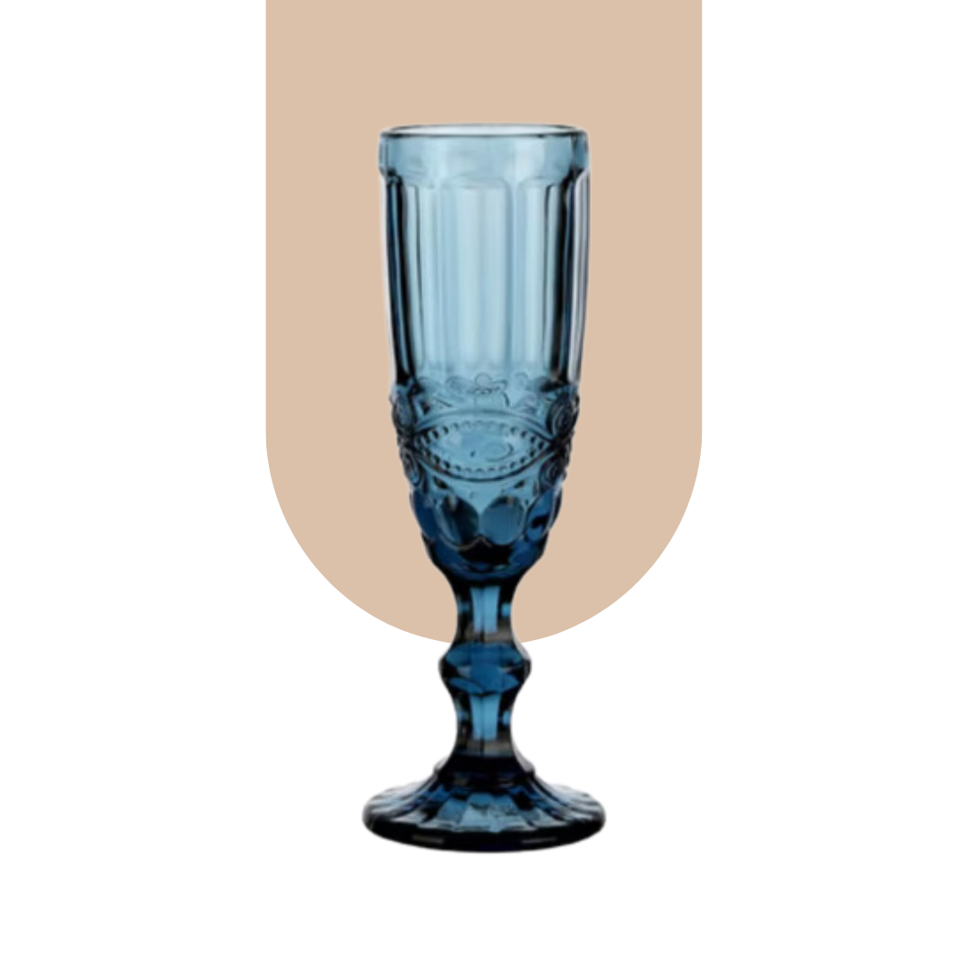  Glass - Vintage Carved Pattern Blue